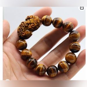 WEALTH BRACELET NATURAL TIGER EYE STONE FENG SHUI